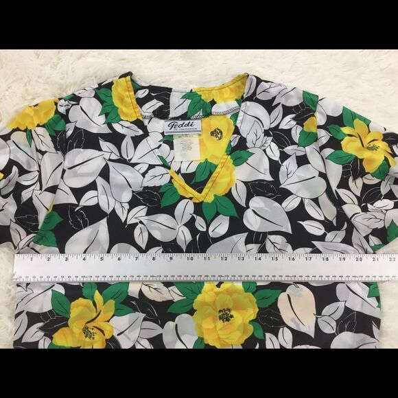 Vintage Teddi Of California 70’s Yellow White Floral 3/4 Sleeve Blouse Size 10 - Picture 4 of 7
